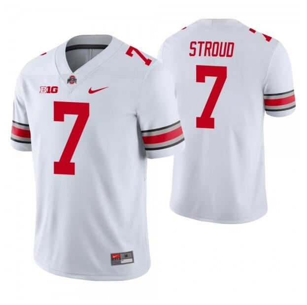 Men's Ohio State Buckeyes #7 C.J. Stroud White Vapor Limited Stitched Jersey